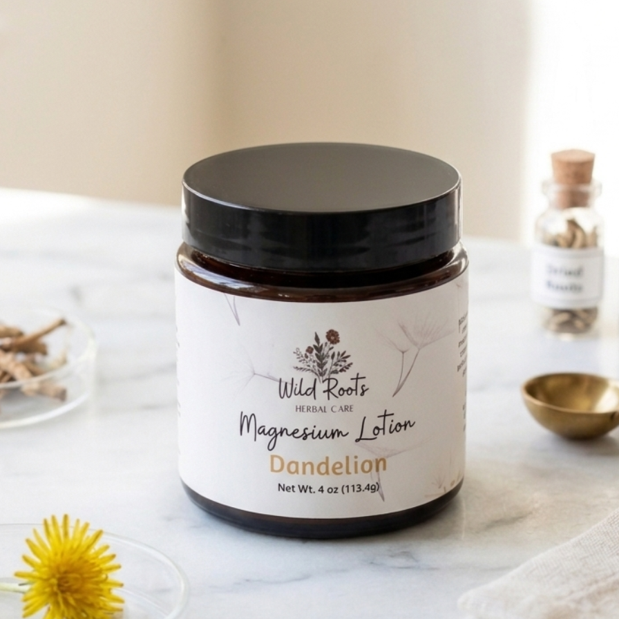 Wildcrafted Dandelion Fflower infused Magnesium Lotion Cream
