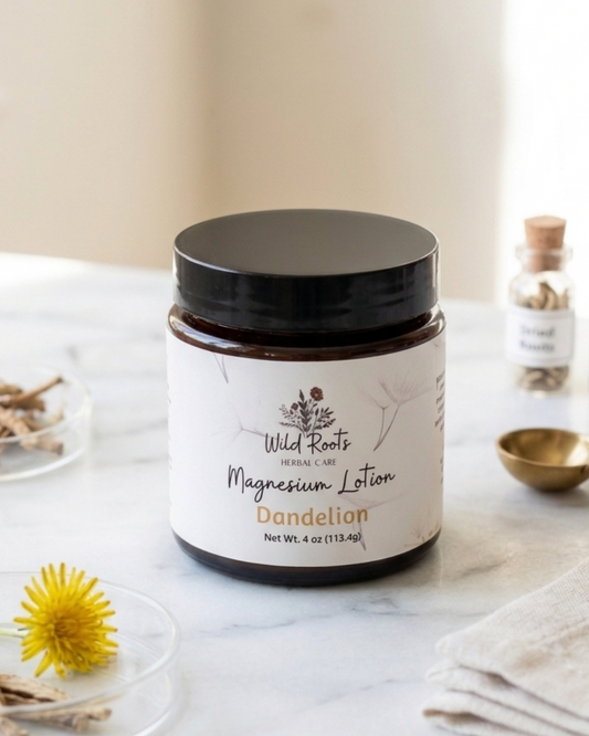 Wildcrafted Dandelion Fflower infused Magnesium Lotion Cream