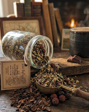 cacao husk and hawthorn berry tea