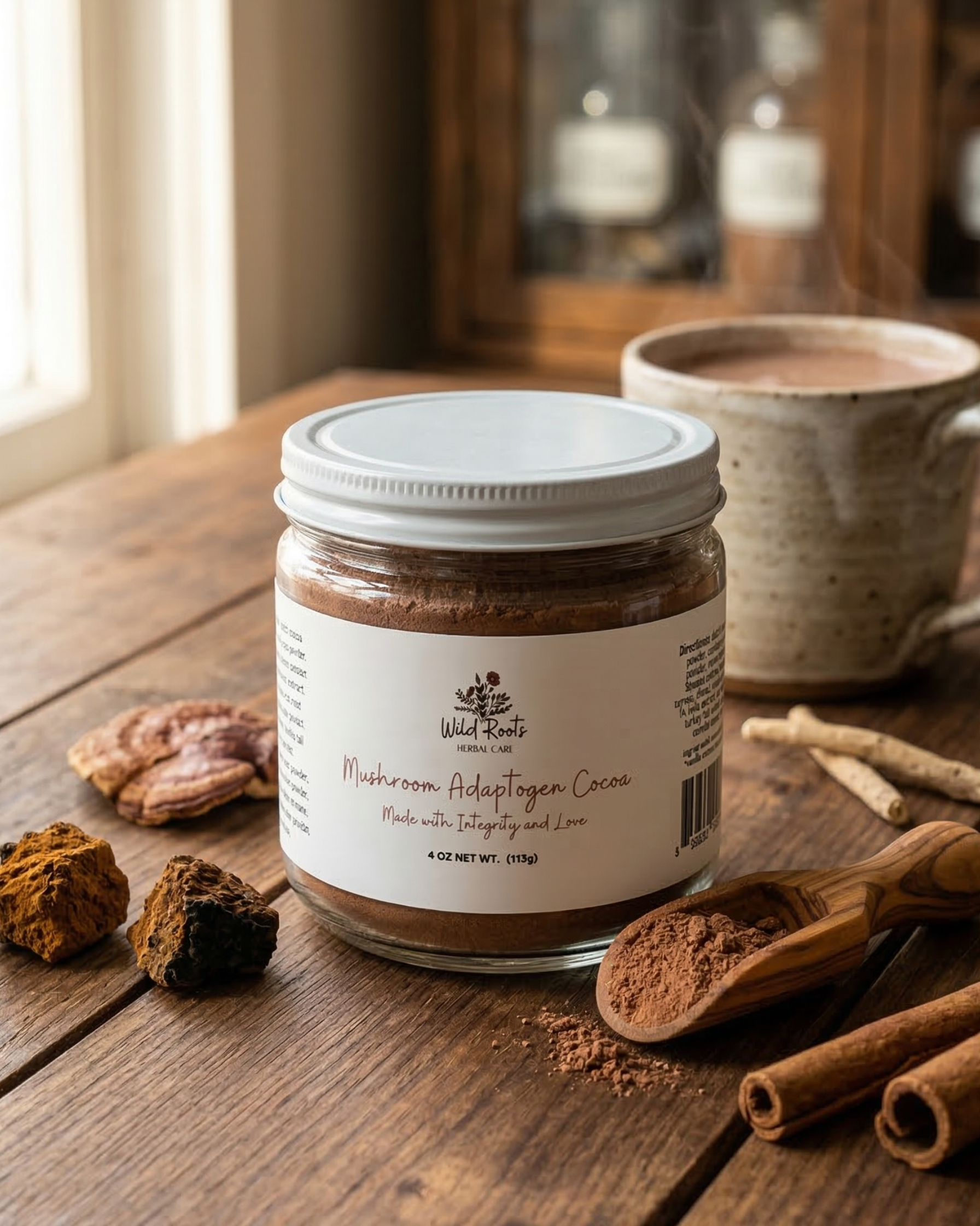 mushroom powder blend with chaga, turkey tail, cordycepes, ashwaganda , Reishi,Maitake,lions mane, Shiitake, Caco,